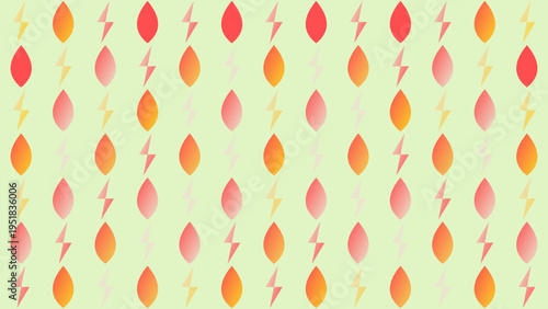 Playful Pattern with Leaves and Lightning Bolts vector illustration