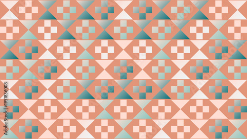 Abstract Geometric Pattern in Peach and Teal vector illustration
