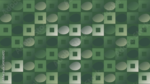 Geometric Pattern in Shades of Green and Grey vector illustration