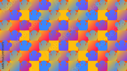 Colorful Abstract Checkered Paw Prints Background vector illustration