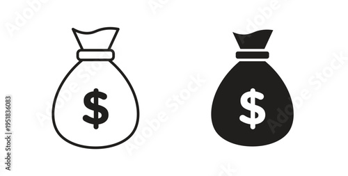 Money bag icon in line design. Editable stroke icon.