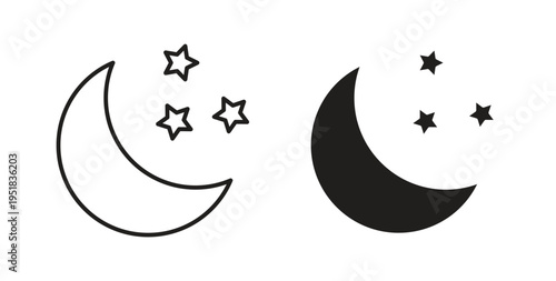 Moon stars icon in line design. Editable stroke icon.