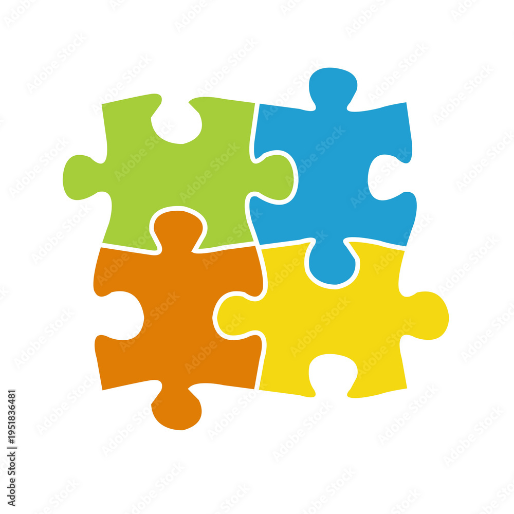 Fototapeta premium Bright Puzzles Isolated And White Background