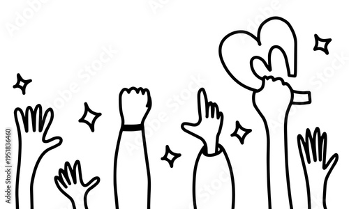 Applaud hands vector in doodle style. Hand drawn clapping human hands doodle set. vector illustration.
