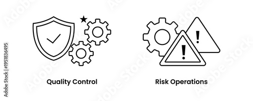 Risk Operations Quality Control Strategy Icon, quality assurance icon, enterprise risk management icon, risk assessment icon