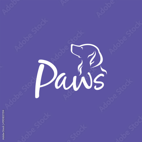 pet paw store logo design vector