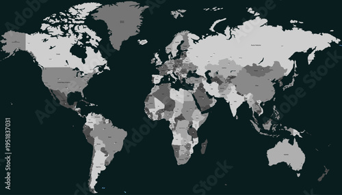 World map. Grey modern vector map. Silhouette map.	