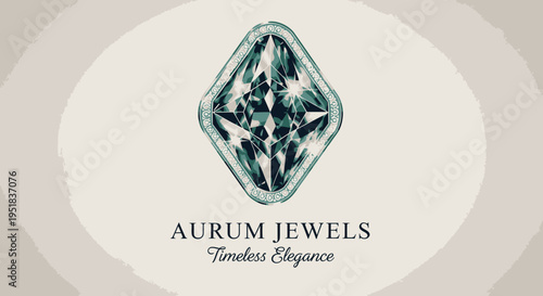 Elegant Jewelry Design with Geometric Gemstone and Decorative Frame