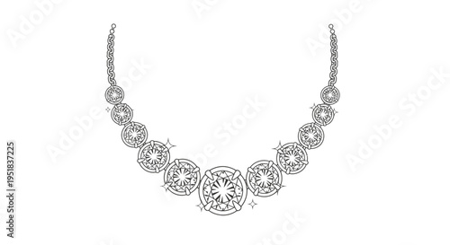 Elegant Necklace Design with Circular Floral Pattern Elements