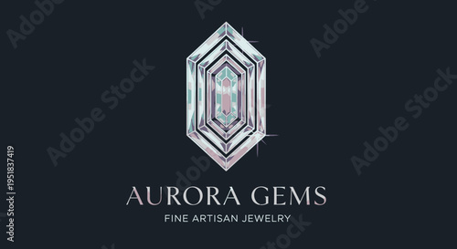 Elegant Hexagonal Gemstone Logo Design for Jewelry Business