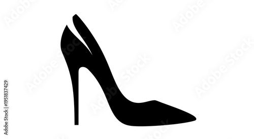 Elegant High Heel Shoe Silhouette - Fashionable Footwear Design