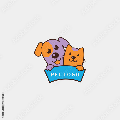 pet paw store logo design vector