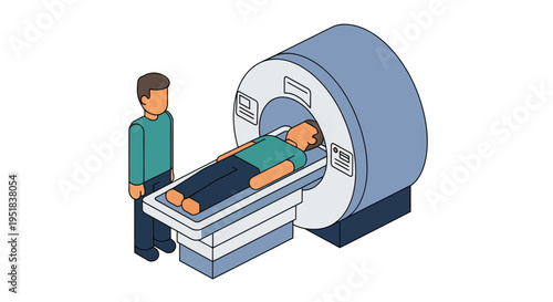 Man lying on MRI medical machine.
