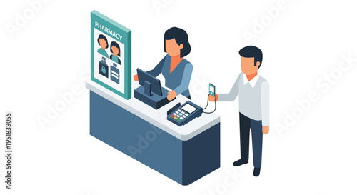 Man making a payment to woman.