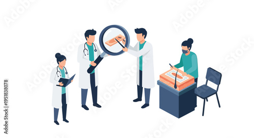 Medical professionals examining patient data.