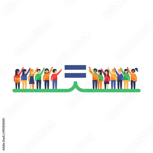 Diverse group of people demonstrating for equality and unity