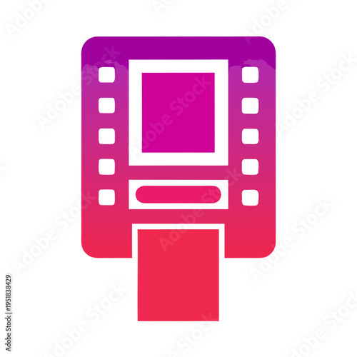 ATM machine with vibrant gradient design in pink and purple colors
