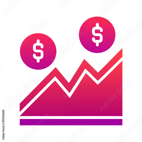 Financial growth graph with dollar signs on a vibrant gradient background
