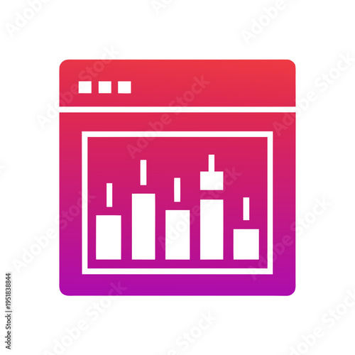 Data analysis bar chart in website interface with colorful gradient background 