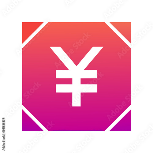 Yen symbol in a modern gradient design with a vibrant background
