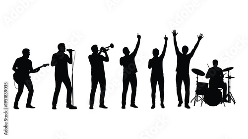 A group of musicians playing various instruments