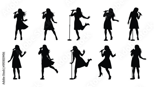 Silhouettes of women singing and dancing