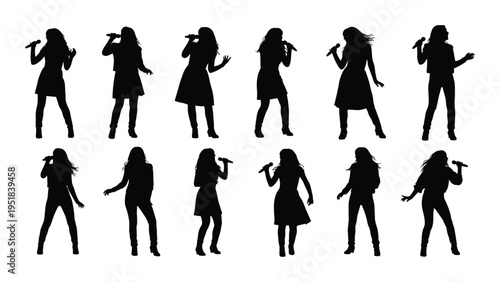 A group of women singing with microphones