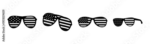 Set of 5 patriotic sunglasses vector icons