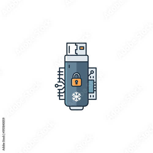 Encrypted USB flash drive icon for secure cold storage