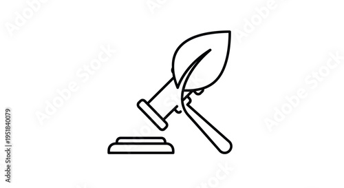 Environmental law gavel with leaf striking sound block icon