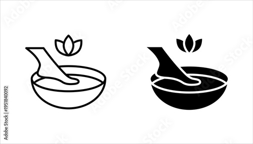 foot care icon set, beauty spa concept, leg with leaves, vector illustration on white background