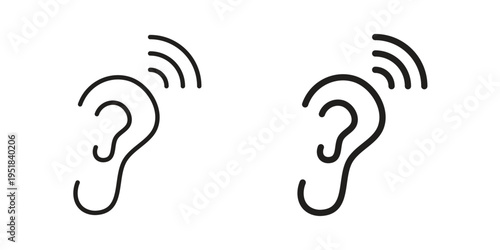 Assistive listening systems icon set in black outline and fill. Editable icons