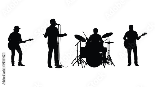 Silhouette of a rock band performing on stage