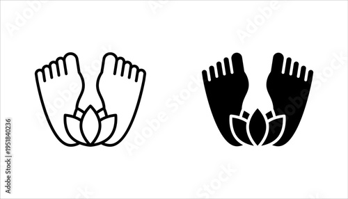 foot care icon set, beauty spa concept, leg with leaves, vector illustration on white background