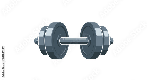 Single metal dumbbell weight for fitness and bodybuilding is illustrated in a clean vector style with blue and grey color tones.