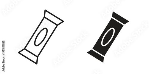 Candy-bar icon set in black outline and fill. Editable icons