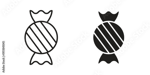 Candy-sweet icon set in black outline and fill. Editable icons