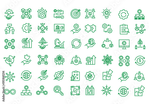 Business Integration icon set. Editable line icons. Vector illustration.