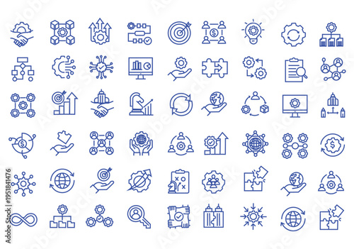 Business Integration icon set. Editable line icons. Vector illustration.