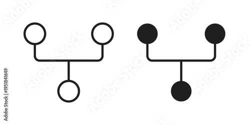 Code Fork icon set in black outline and fill. Editable icons
