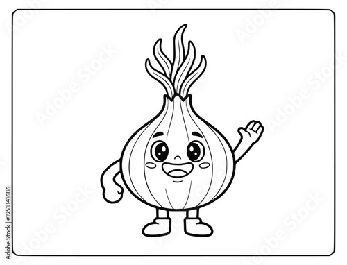 Onion coloring book featuring a cute chef character inside a bowl of rings