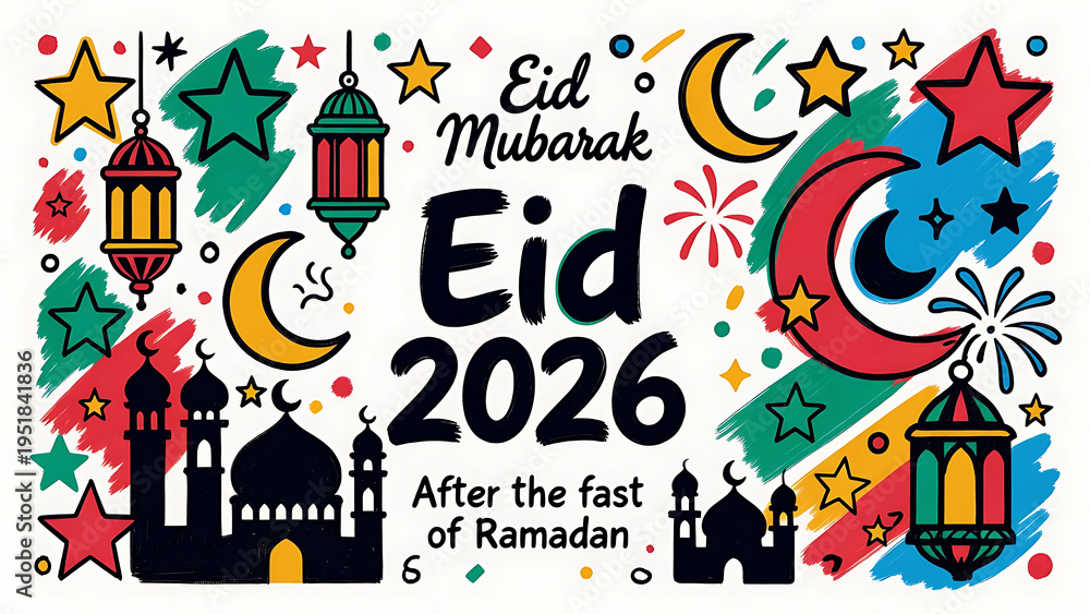 Fototapeta premium Eid 2026 Celebration Graphic