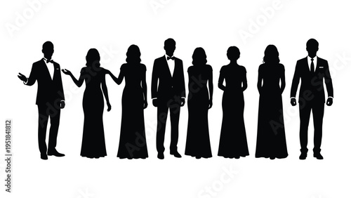 A group of people in formal wear standing together