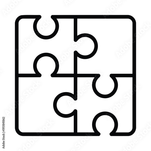 teamwork puzzle vector eps showing connected puzzle pieces simple outline illustration for collaboration unity partnership problem solving and business teamwork concept
