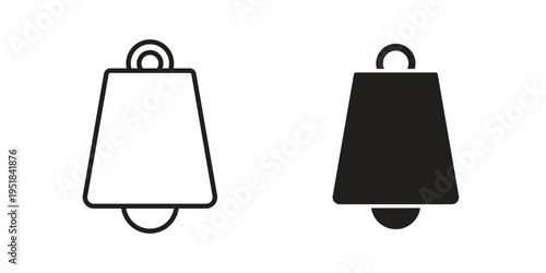 Cowbell icon set in black outline and fill. Editable icons