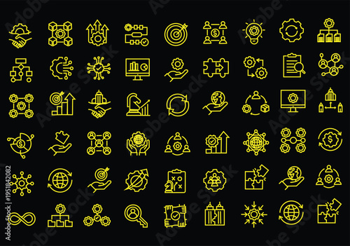 Business Integration icon set. Editable line icons. Vector illustration.