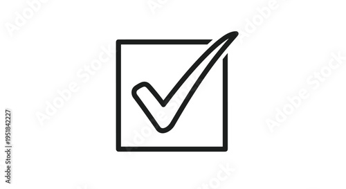 Bold black outline of a square box with a large black checkmark inside against a clean white background for task completion or voting concepts.