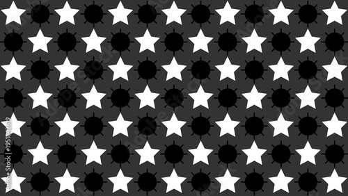 Stars and Circles Repeating Pattern on Dark Gray Background vector illustration
