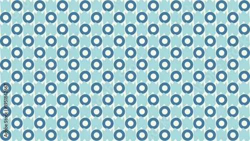 Seamless Circle and Star Pattern on Light Blue Background vector illustration
