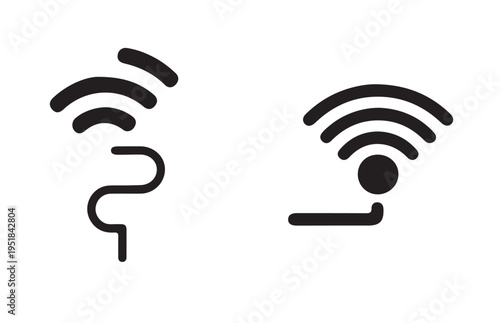 Modern Wireless Network and Wi-Fi Connectivity Icon Set with Digital Signal Elements